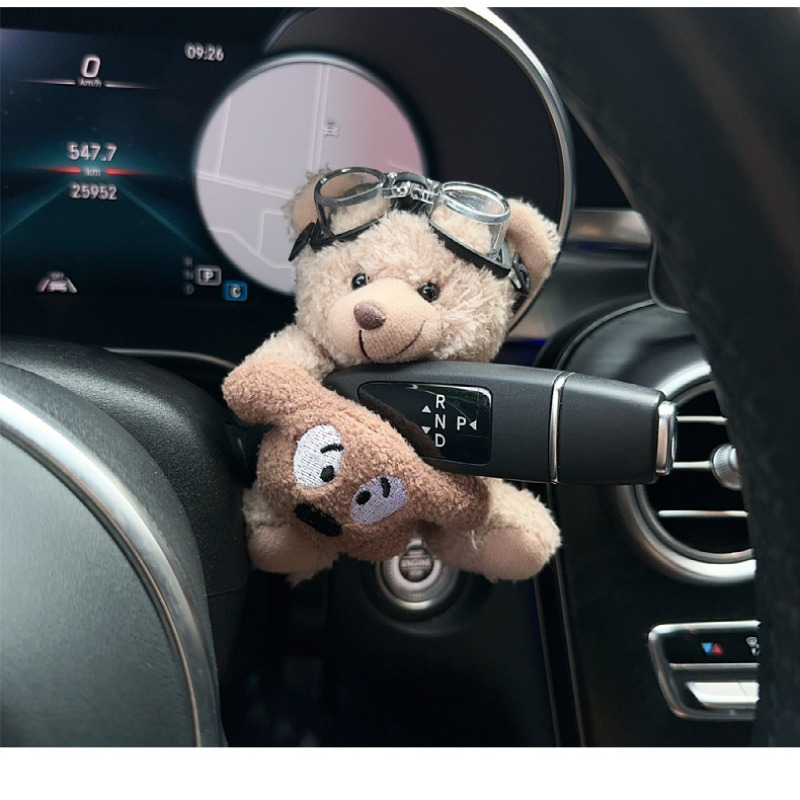 

Plush Bear Car Gear Shift & Wiper Decor - Vehicle Interior Accessories