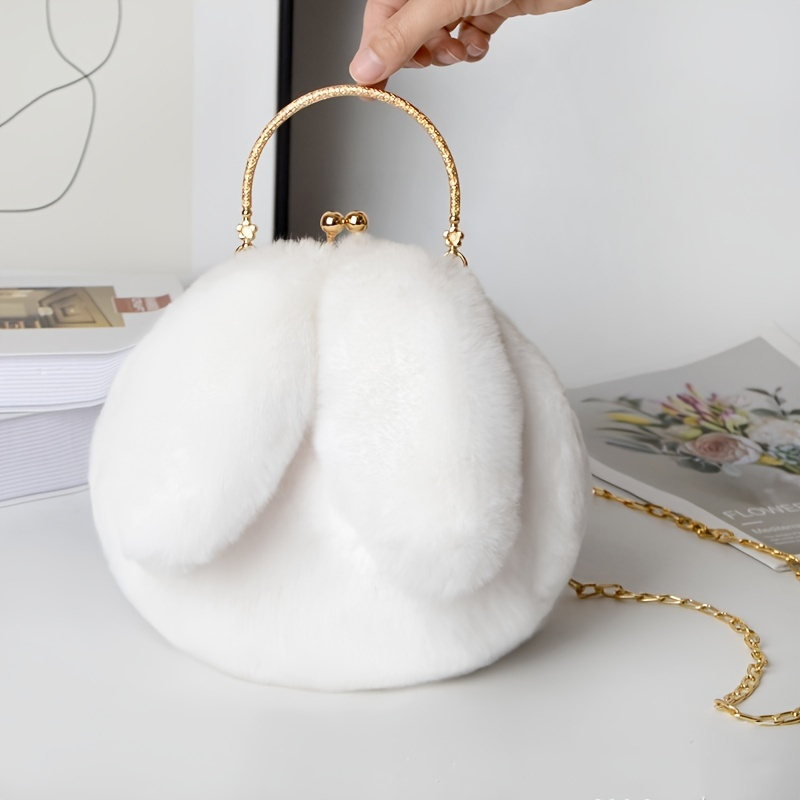 

Cute Fluffy Handbag, Kawaii Easter Bunny Purse, Stylish Chain Shoulder Bag For