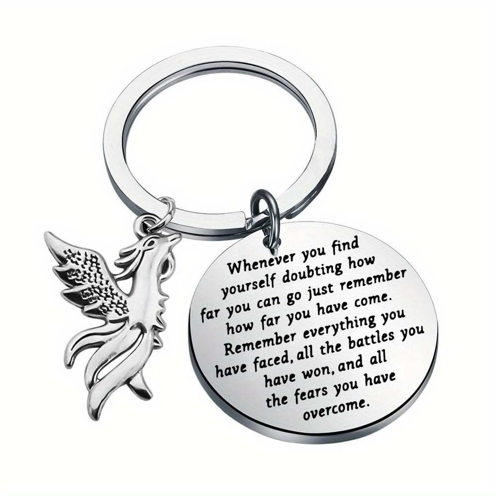 

Inspirational Phoenix Keychain, Steel, " You Doubting" , Men' , , Key , Keychain For Men