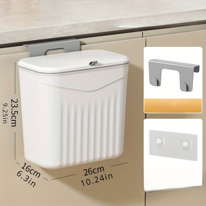 TEMU Versatile Mount, Space-saving White Wall-mounted Trash Bin For Kitchen - Durable Plastic, Multi-functional Garbage Storage