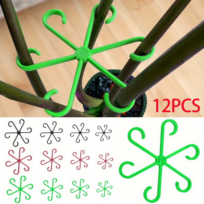 

12pcs Plastic Plant Support Stakes - Single Stem Flower Support Hoops For Indoor Potted Plants, Orchids, Tomatoes, Roses