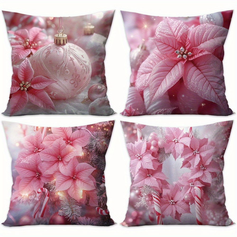 

4pcs Christmas - Polyester, Decorative For , And Sofa - Hd , Accessories (no )