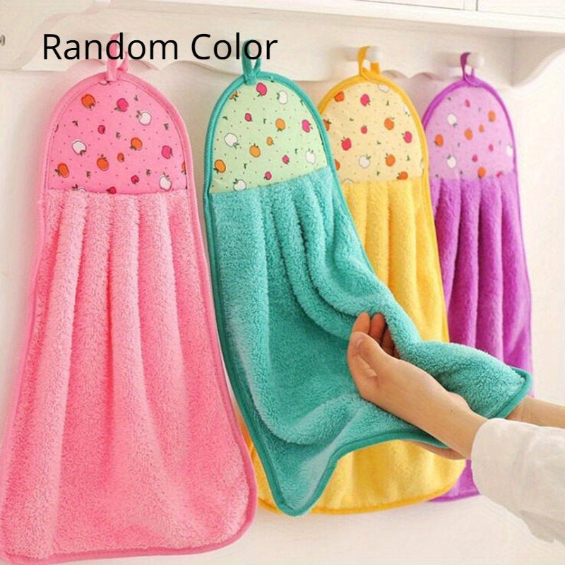 

10pcs Fleece Towels With Cute - Absorbent, Hanging Kitchen & Bathroom Cloths