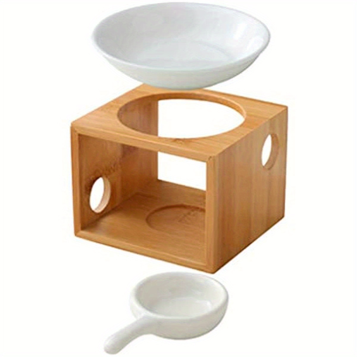 Image of Bamboo Essential Oil Burner Diffuser, Tealight Essential Oil Diffuser, Tea Light Candle Holder Oil Warmer, Essential Oil Incense Diffuser Furnace(no Tealight Candle)