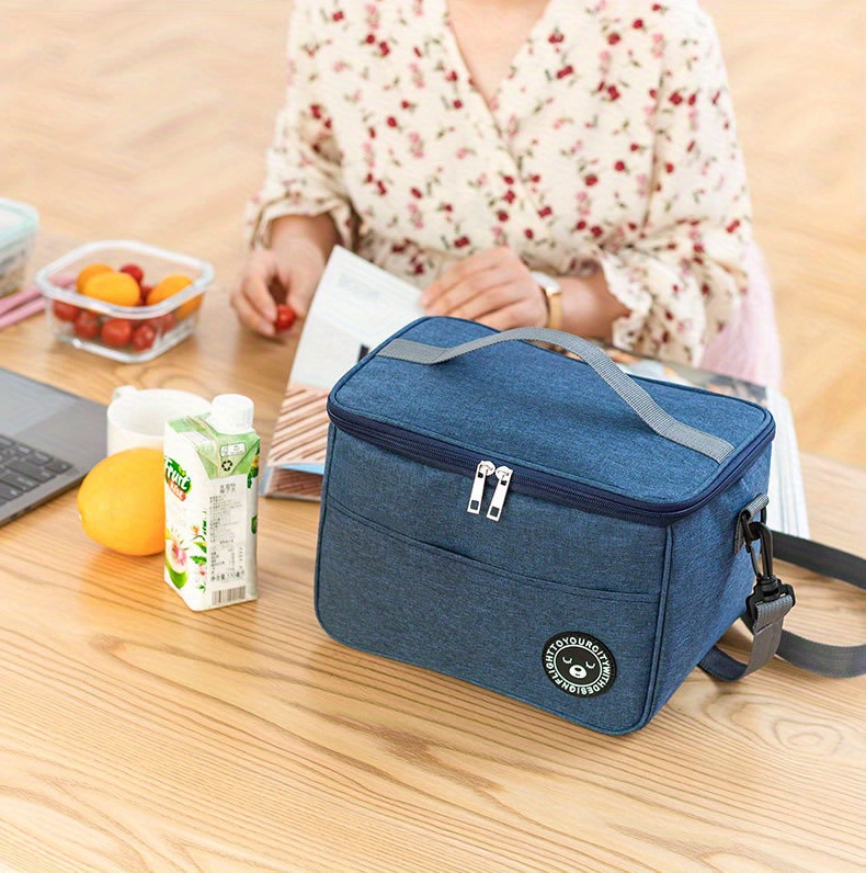 waterproof insulated lunch bag with shoulder strap large capacity thick oxford fabric bento box carrier for work picnic details 2