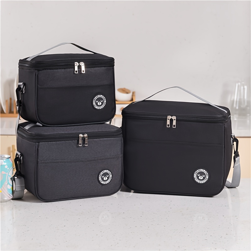 waterproof insulated lunch bag with shoulder strap large capacity thick oxford fabric bento box carrier for work picnic details 12