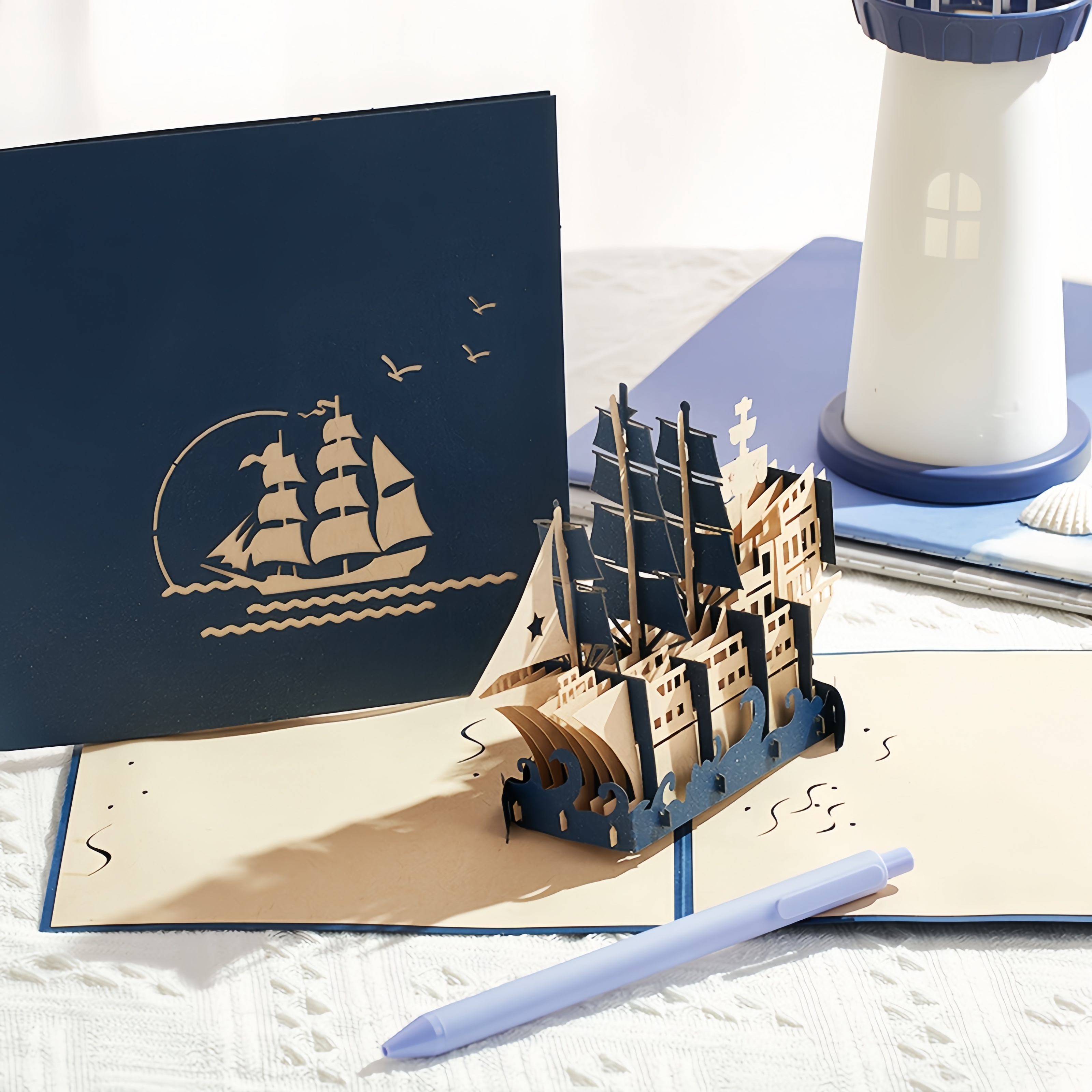 3d Pop Up Card Greeting Card, 3d Ship Card, 3d Happy Birthday Card For Boyfriend, Men, Son, Dad, Father's Day