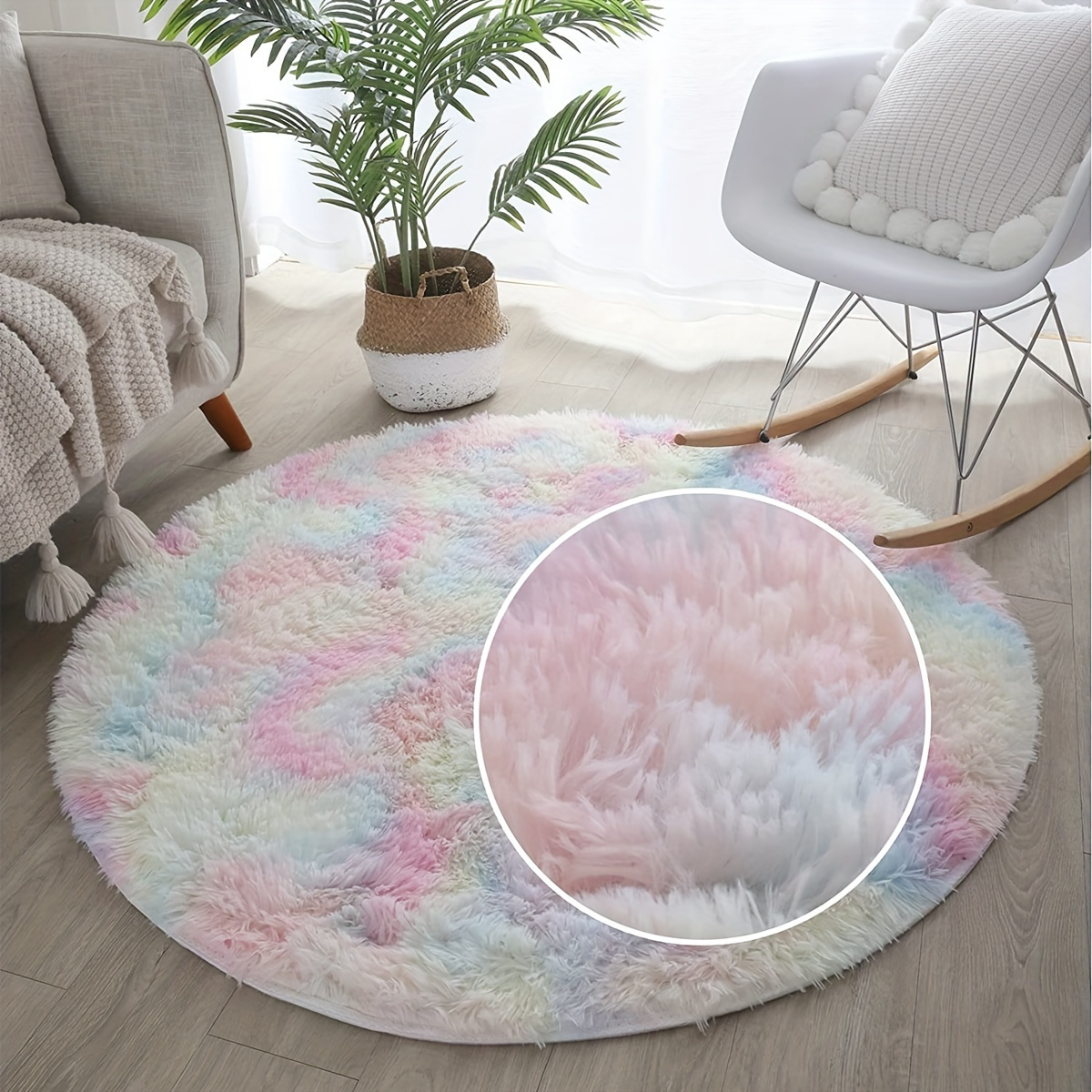 Image of Soft Tie-dye Colorful Plush Area Rug - Cozy And Fluffy, Perfect For Decorating Living Rooms, Bedrooms, And Dorms