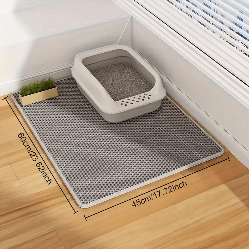 TEMU Extra-large Double-layer Cat Litter Mat - & Leak-proof Eva, Honeycomb Design, Non-slip Washable Pad For Pet Toilets