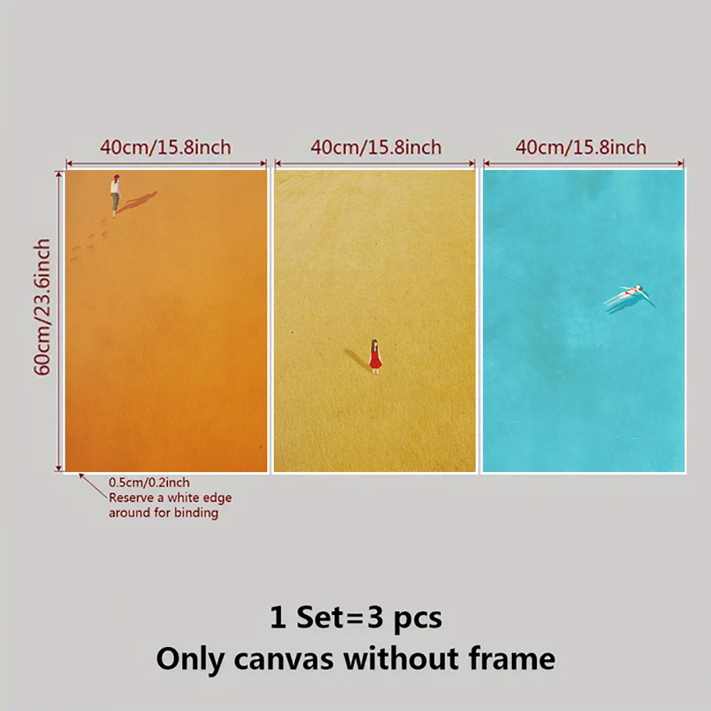 TEMU 3pcs Loneliness Theme Canvas Poster - Picture Of A For Man Painting - Modern Bedroom, Living Room And Hallway Wall Decor, Ideal Decor And Room
