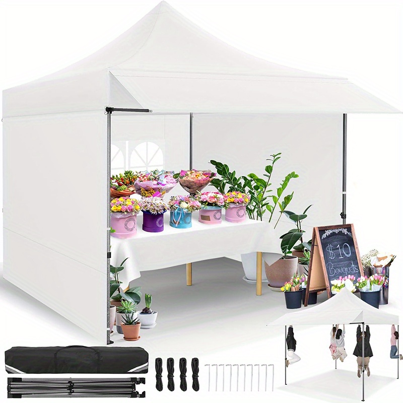 Image of 3x3m Pop-up Tent With Awning, Heavy Duty Awning, Adds 23 Of Area, With Plastic Adjusters For More Safety, Has 3 Adjustable , With Removable , With A Carrying Bag, Perfect For Parties