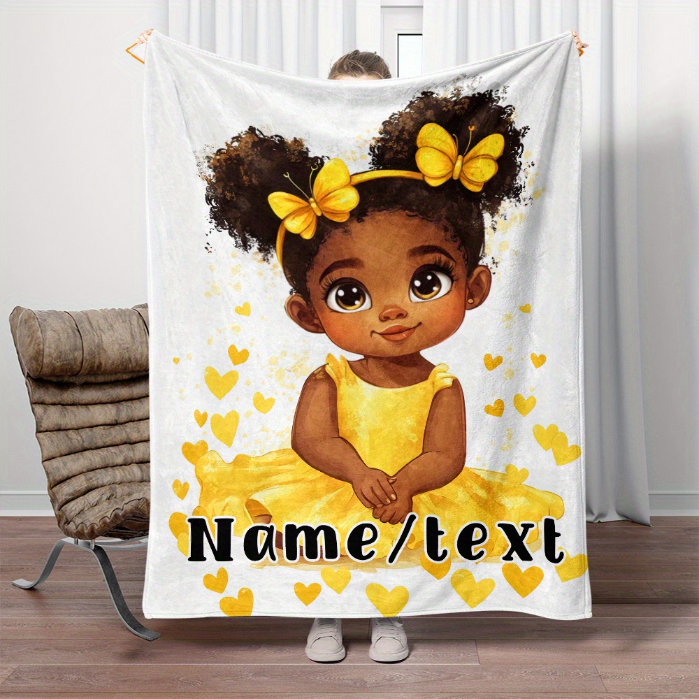 

Custom Name Girl Flannel Throw Blanket - Soft, Lightweight & Warm For Sofa, Bed, Travel, Camping & More - Digital Printed Fleece, Machine Washable