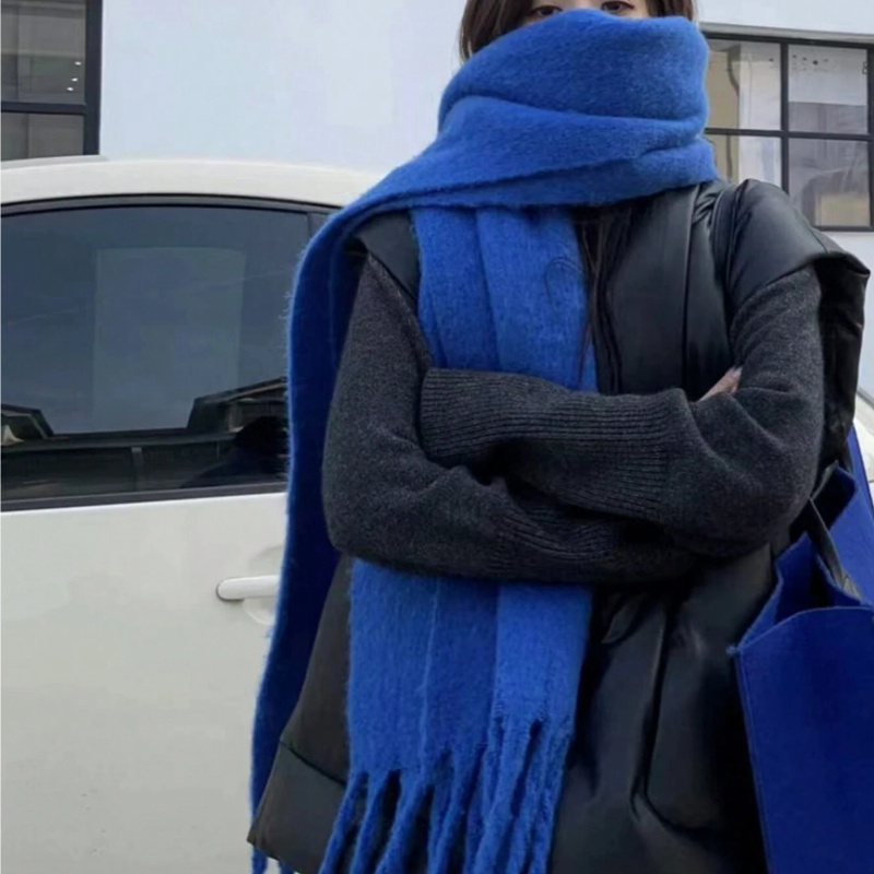 

1pc Thickened Fashionable And Elegant Solid Color Tassel Warm Neck Scarf Windproof And Cold-proof Plush Warm Neck Shawl Suitable For Daily Use In Autumn And Winter, Cold Weather, Travel And Shopping