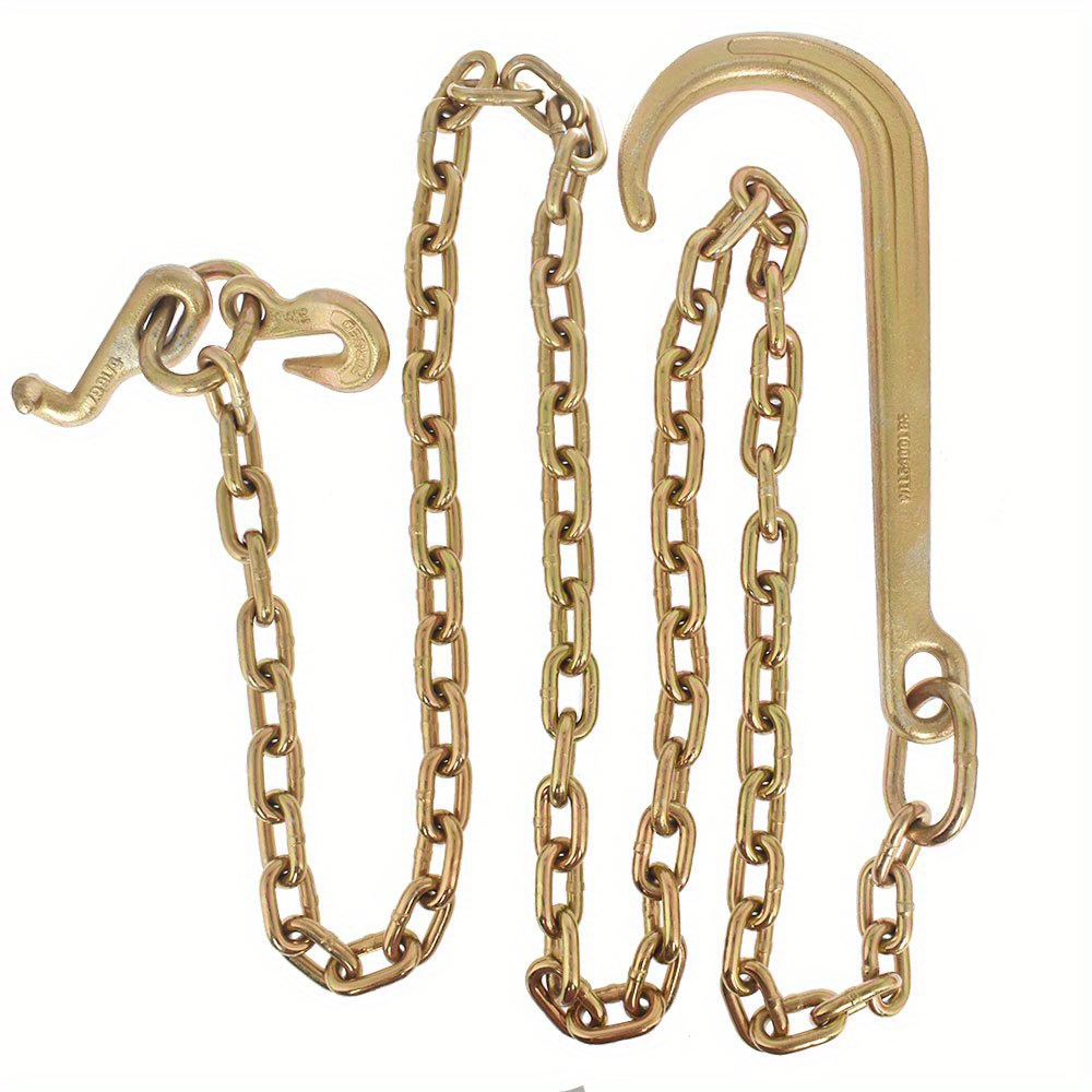 TEMU 5/ 16 X 8 Ft Grade 70 Tow Chain 15 And T Hook Mini Replacement For Recovery Axle Tow Truck Chain