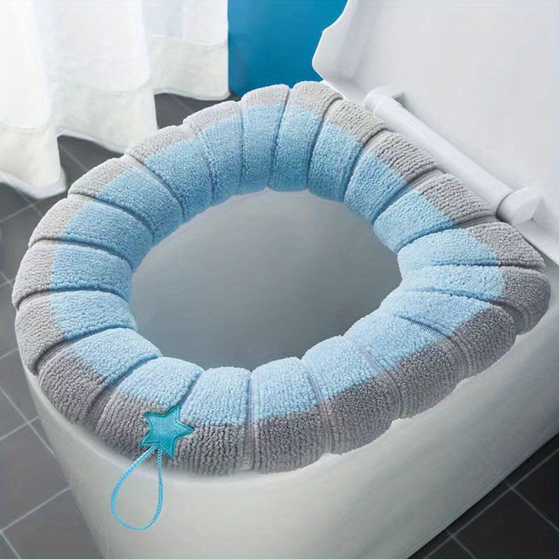TEMU Cojín de Asiento de Dos Colores para el Hogar, Cubre Asiento de Inodoro, Alfombrilla de Inodoro Gruesa de Invierno, Anillo de Asiento de Inodoro