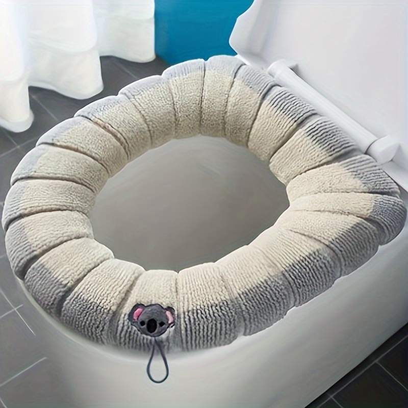 TEMU Two-color Seat Cushion Household Seat Cushion Toilet Seat Cover Mat Winter Thickened Toilet Cover Toilet Seat Ring Mat Washable