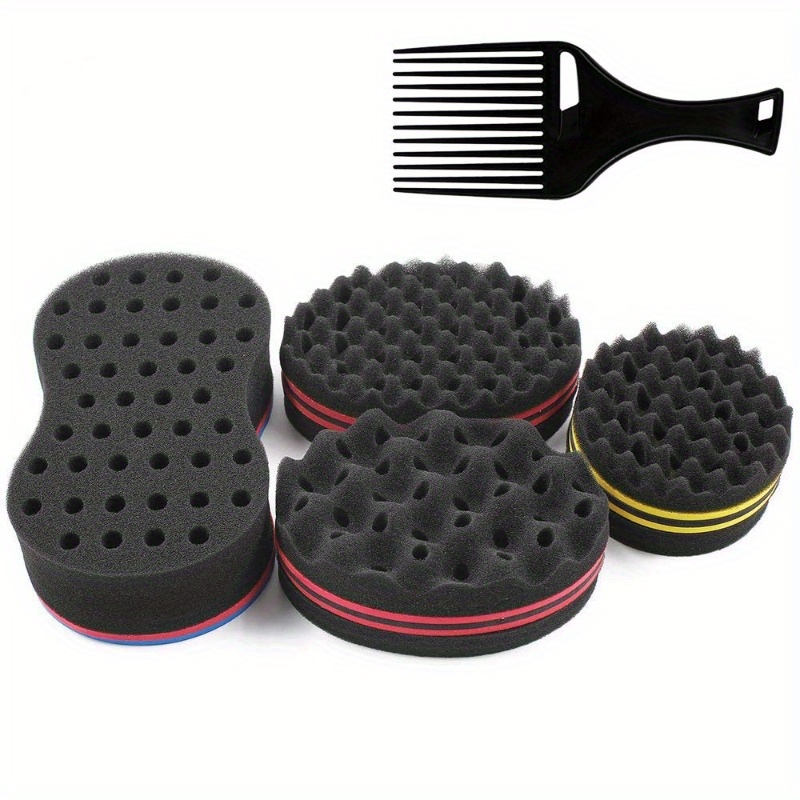 TEMU 5pcs Set Of Hair Perm Sponge For Men, Hair Styling And Maintenance Tools, Double-sided Tin Foil For Hair Styling, Sponge Hair Brush, Men's And