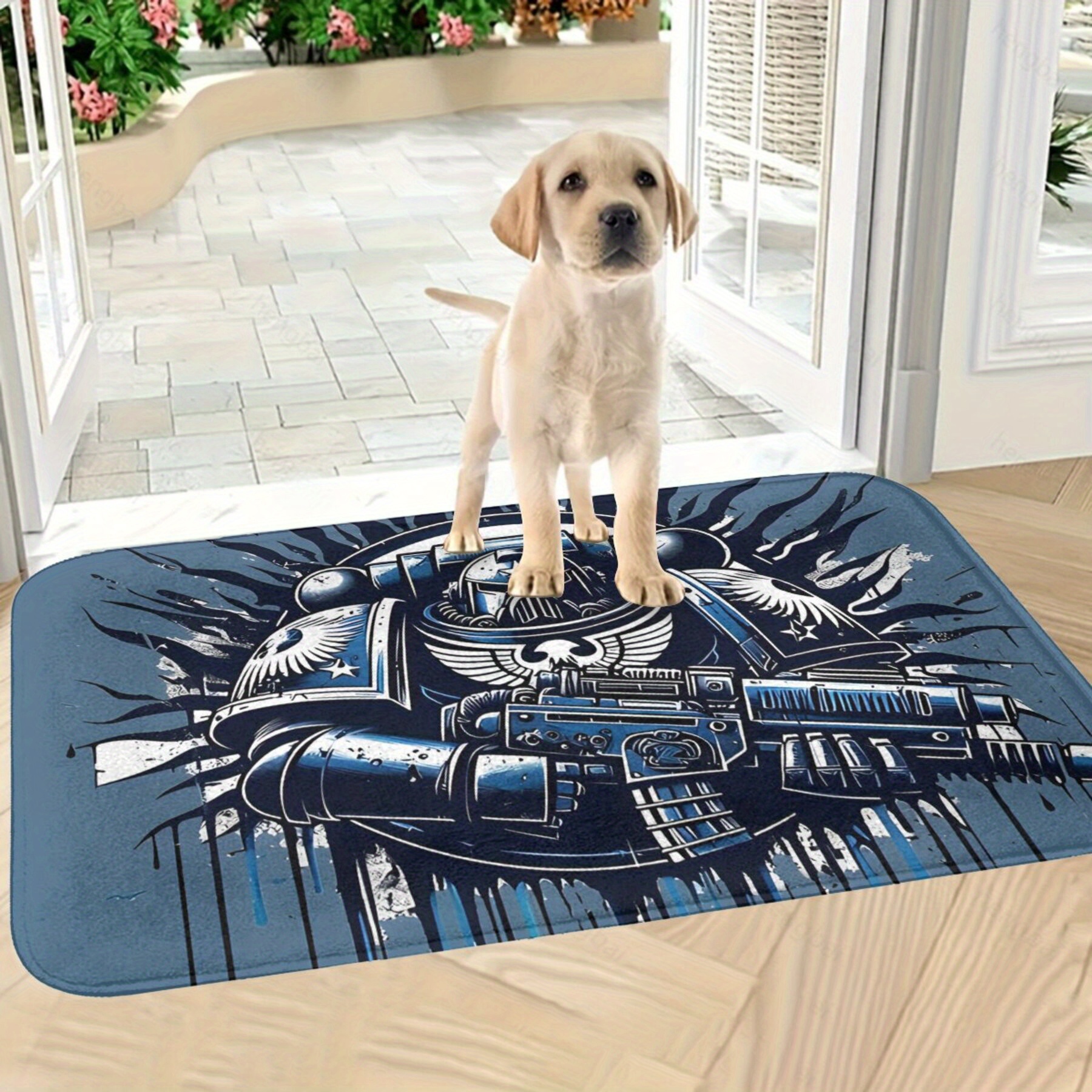 1pc 40k Logo Bath Mat Door Mat Dark Blue/Black *-* Design with  Iconic Icon, Non-Slip Machine Washable for 40k Fans, Themed Home Decor