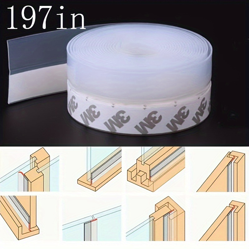Image of 1 Roll Of 5 Meters Long Door Bottom Sealing Strip, Multifunctional Self-adhesive Sealing Strip For Glass Door To Prevent Wind And Dust.