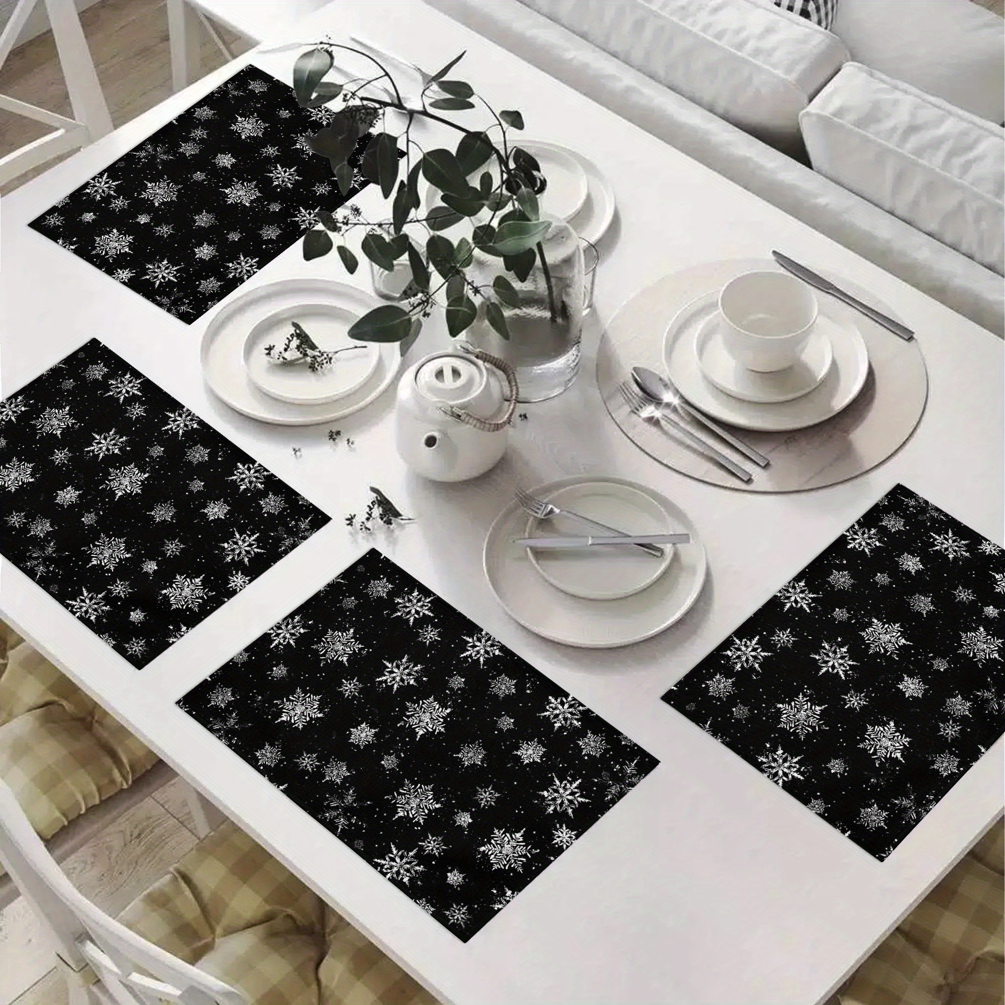 

Christmas Placemats - Set Of 4, Polyester, Non-woven , , Rectangular Dining Table For