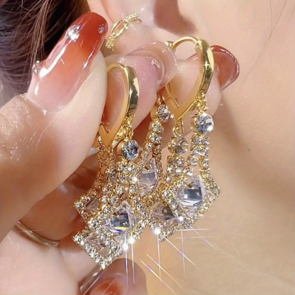 TEMU 1 Paire de Boucles d'Oreilles Pendentif pour Femmes, Boucles d'Oreilles Pendentif à Boucle, Cadeaux de Fête, Cadeaux ( Boîte)