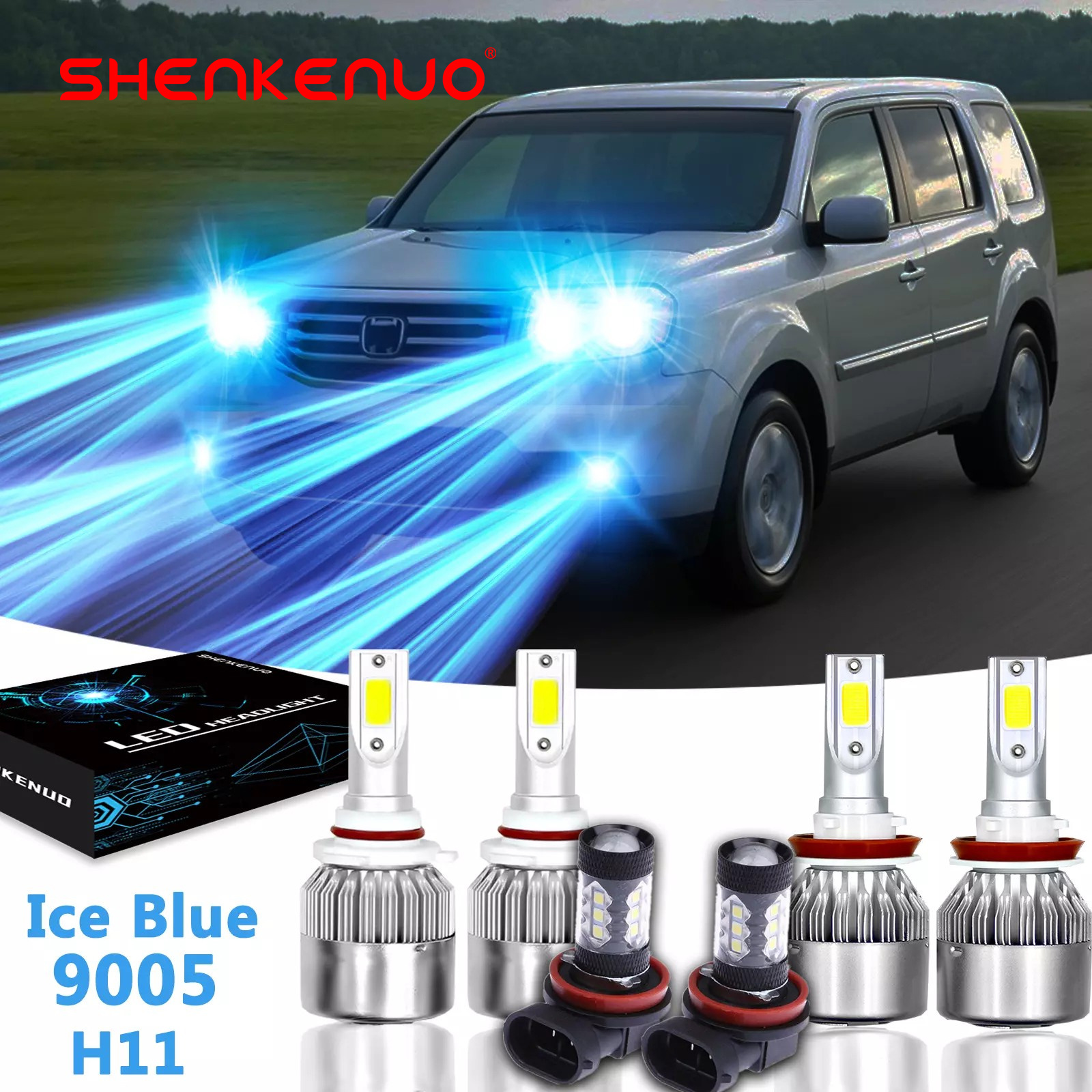 TEMU 6pcs / White Led Headlight Bulbs High Light Bulbs Combo For Pilot 2006-2018
