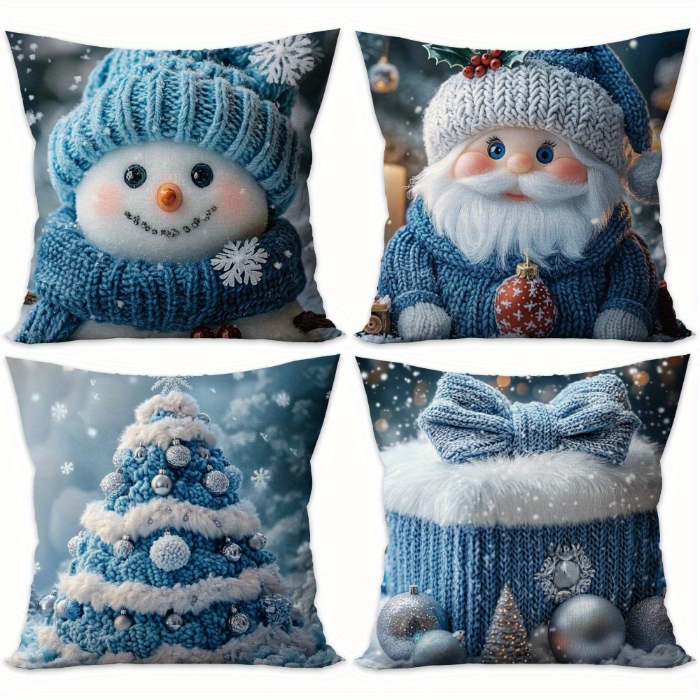 

4pcs Polyester Christmas (18''x18''/ 45cm*45cm), , Snowman Printed , , Decor, Decor, Christmas Decoration ( )