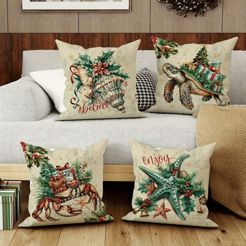 

4- Set Sea , Starfish, , And , , , , Polyester Decorative Cushions For Sofa And Bed