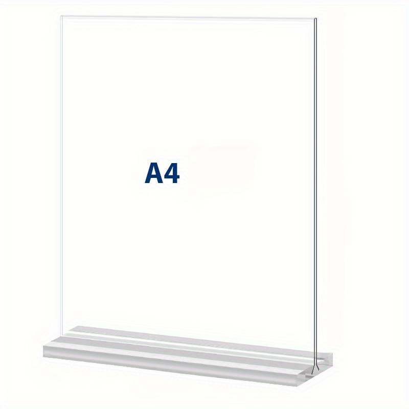 TEMU 1pc Acrylic Letter Board Sign Holder, Double-sided T-type, A4 A5 A6 Sizes, Transparent Menu Display Stand With V-shaped Card Slot, For Parties,