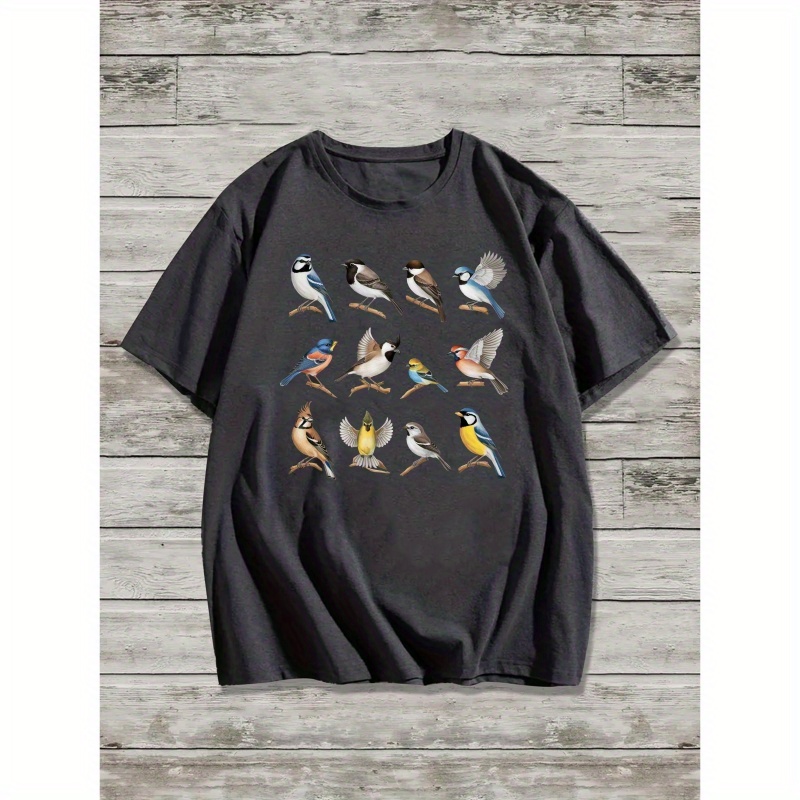 

Men's Summer T-shirt Featuring A Design With Ten Birds On It.