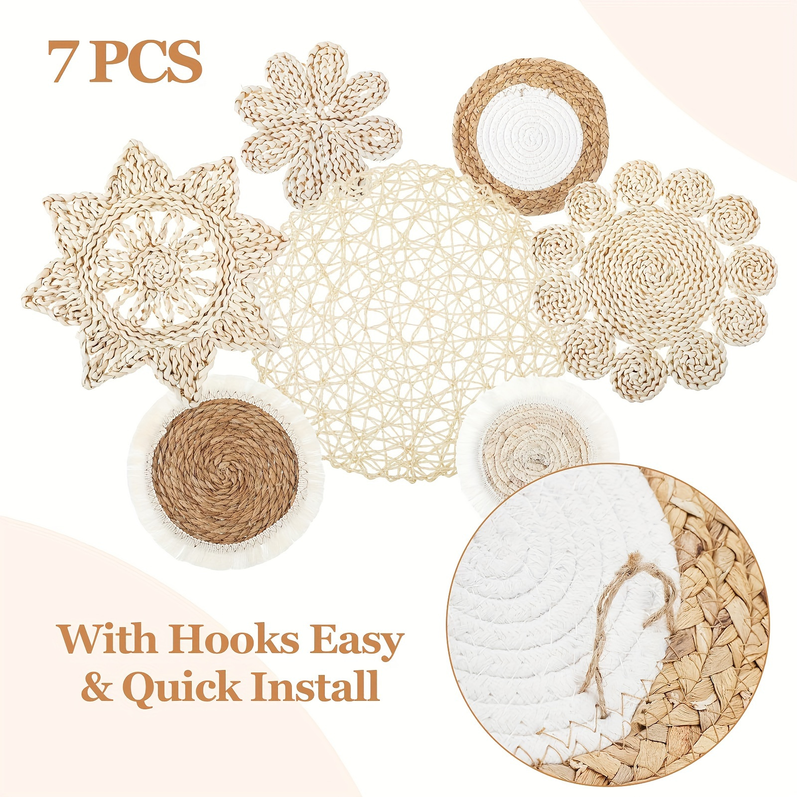 Paniers Muraux Bohèmes Lot De 7 Pièces Différentes Tailles Et Styles