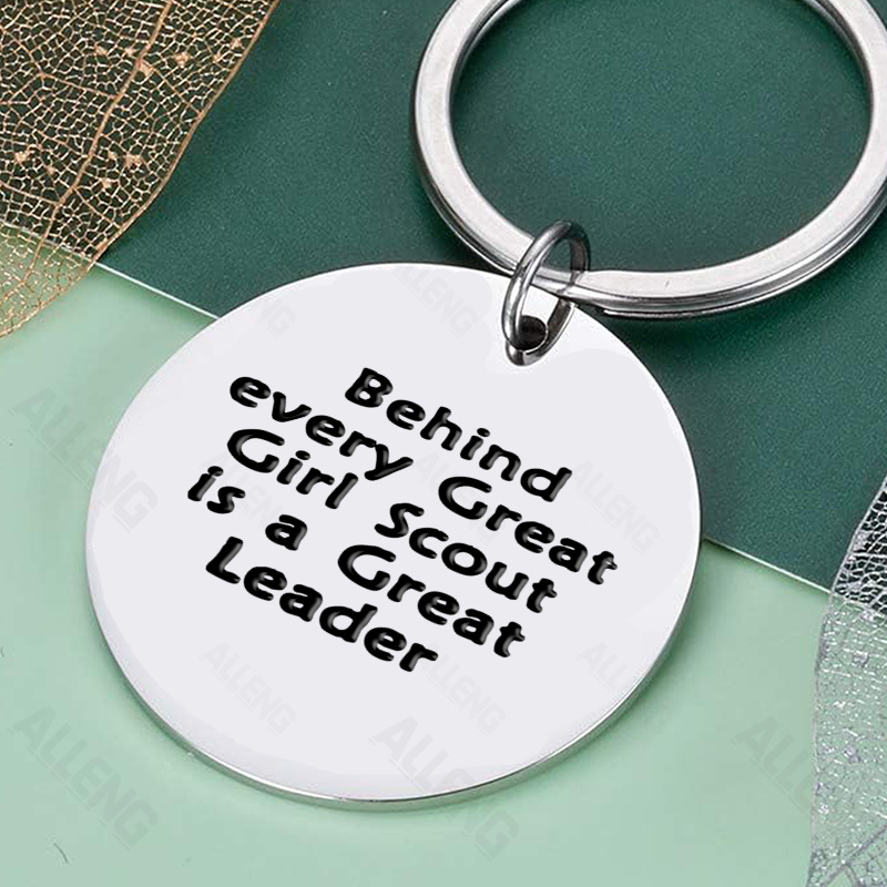 

1pc/3pcs/5pcs Alleng Stainless Steel Keychain, Engraved "behind Great Is A Great Leader" - Thank You Gift