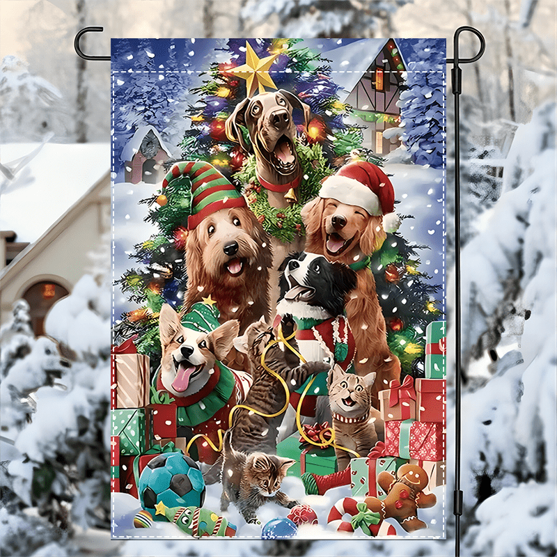

1pc Christmas And , Double- , Polyester, -, , Burlap , 12x18 - No Flagpole Included
