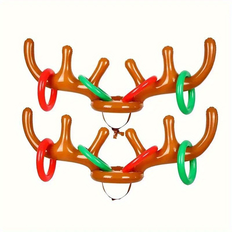 TEMU 2 Sets Of Inflatable Antlers , (2 Inflatable Antlers, 8 Tosses) Inflatable Antlers Hat , Suitable For