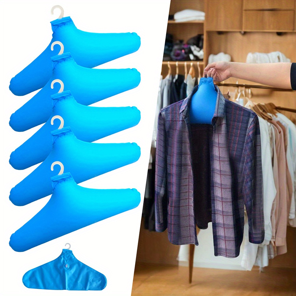 

5pcs Pvc Inflatable Clothes Hangers - Foldable, Non-slip, Portable Coat Racks For Travel & Storage