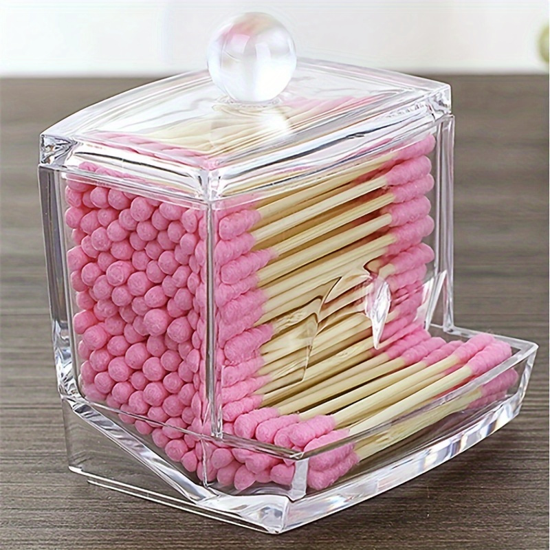 

1pc Cotton Swab Holder Dispenser Organizer Clear Bathroom Storage Containers