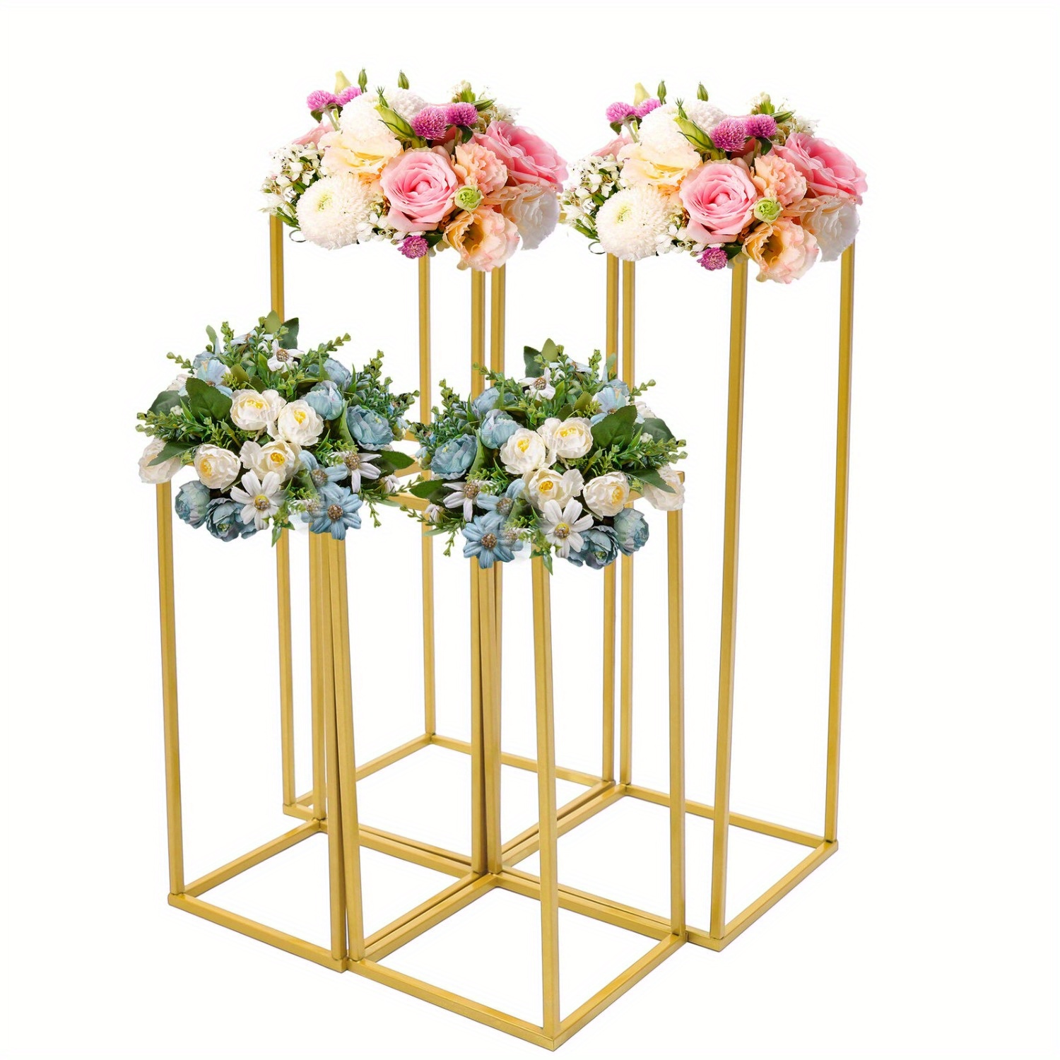 

2pcs 40cm+2pcs 60cm Wedding Flower Stand 20*20*40cm 24*24*60cm