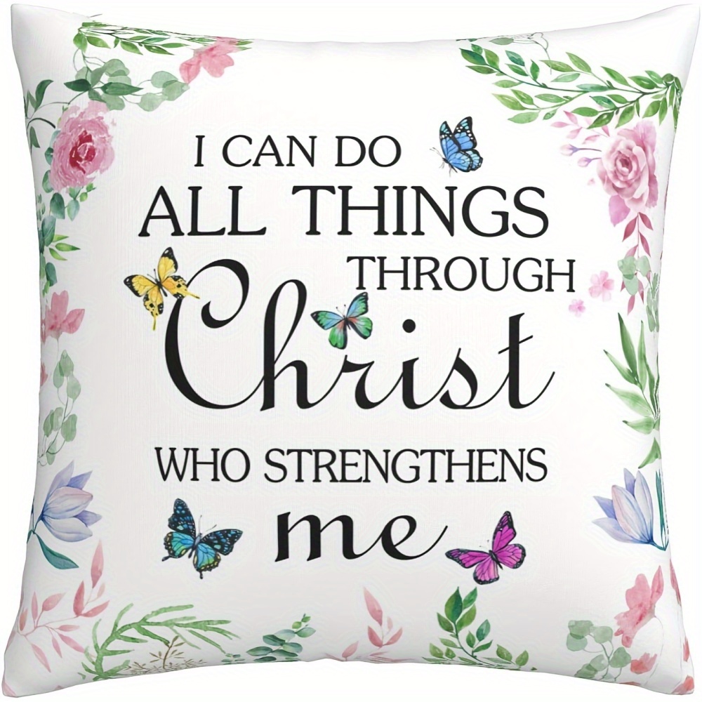 

1pc Inspirational Spiritual Throw Pillow Cover - Back And Seat Cushion, Home Decor, 18x18 Inch , Birthday, Christmas, Gift For Women,