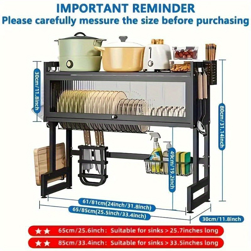 Over The Sink Dish Drainer Drying Rack 3 Tier Over Sink Dish Rack For A Tidy Kitchen Sink Shelf Organized Space-Saving Dish Rack With Cover For Dishes, Glasses, Bowls, And Cutlery