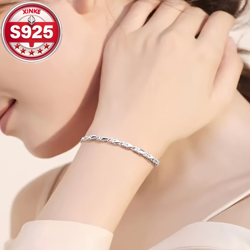 

Elegant 925 Sterling Silvery Bracelet - Vintage Style, Casual Attire & Valentine's Gift