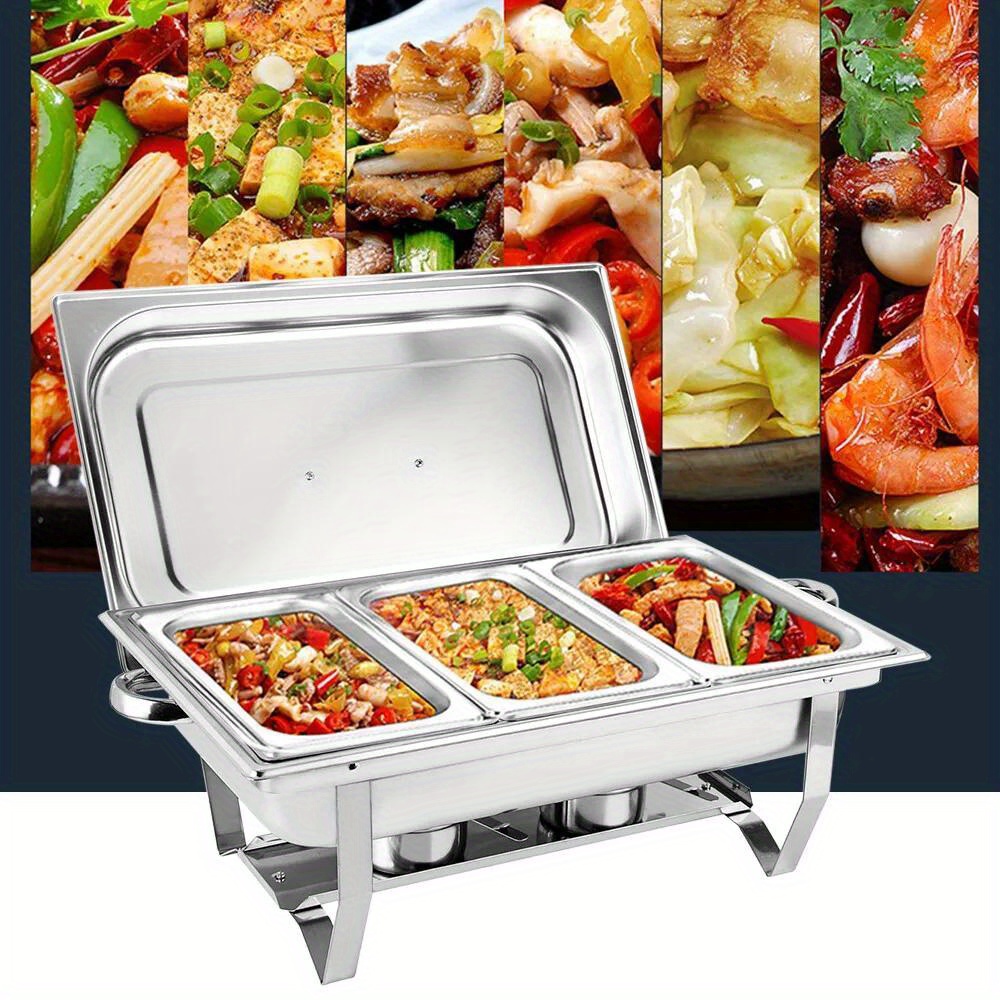 

1pc 3*3l Chafing Dish Pan Set Steel For Buffets, Breakfast , Brunches, , Parties, Banquets