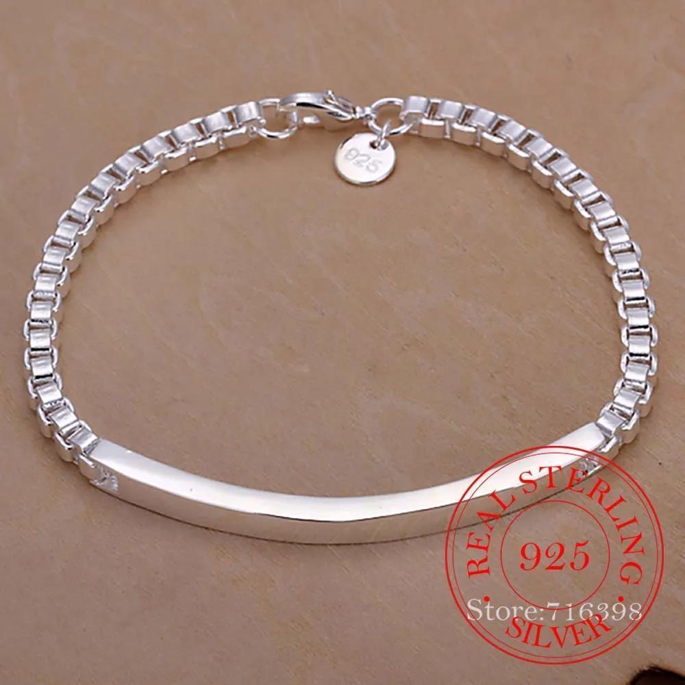 TEMU Elegant 925 Sterling Silver Charm Bracelet - Shiny, 8 Inch Jewelry For Weddings, Parties, And Romantic Occasions, Perfect Gift For Couples, , And