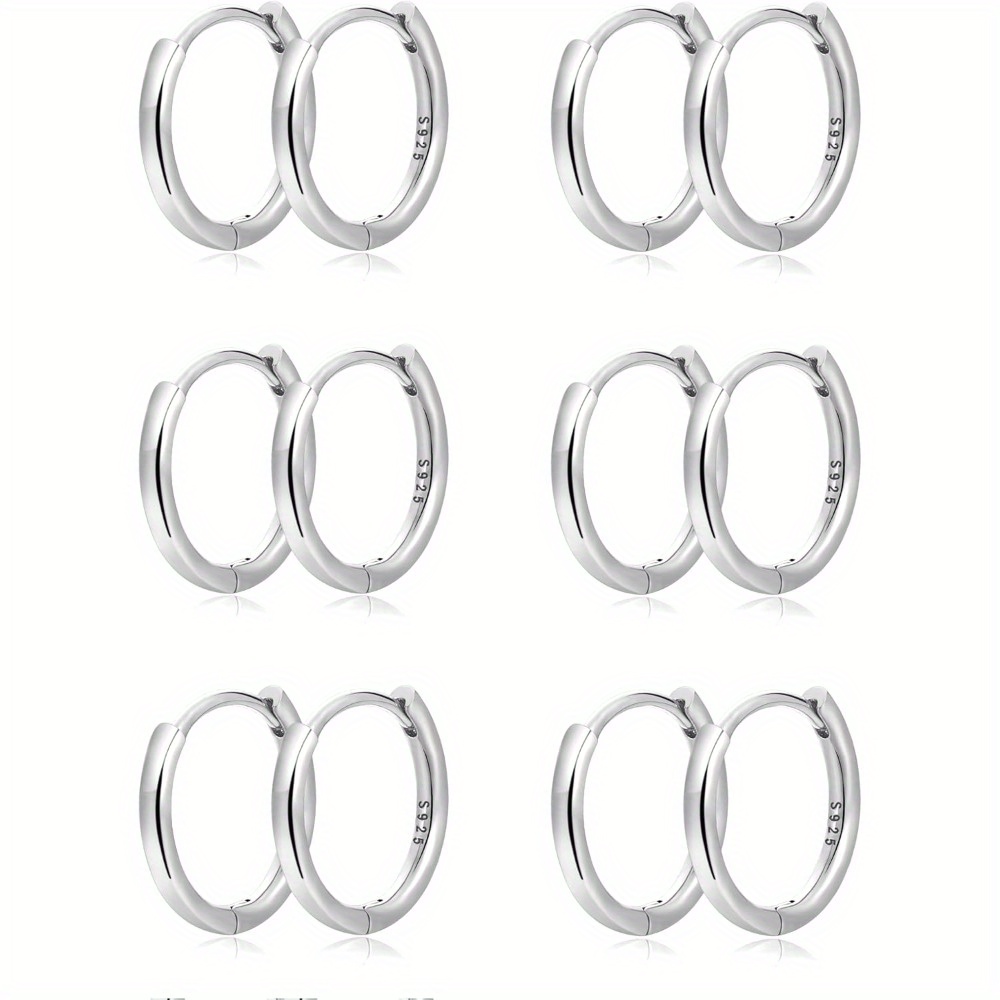 

6 Pairs S925 Sterling Silver Small Hoop Earrings Set For Women Earrings Hypoallergenic For Sensitive Ears Piercings Jewelry Gifts 6/8/10mm