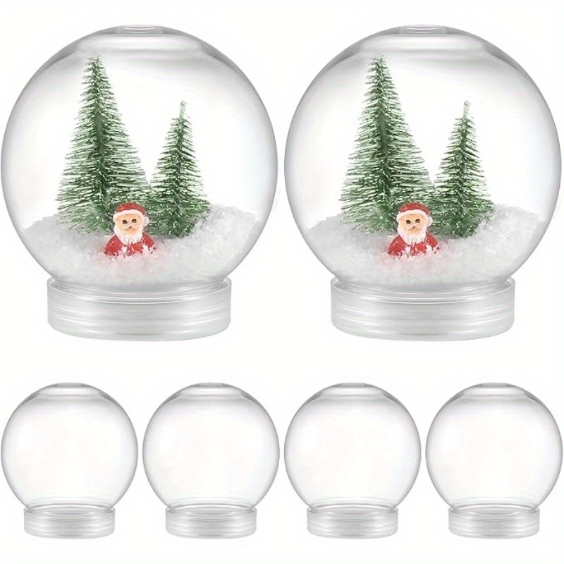 

12pcs, 3.5 Inch Plastic Snow Clear Fillable Snow With Screw Off Cap For Crafts Christmas Home Decoration