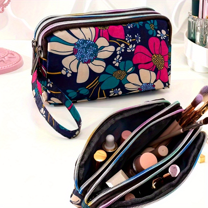 

1pc Cosmetic Bag Wrist - Women's -compartment Makeup , Zippered Organizer, , Day