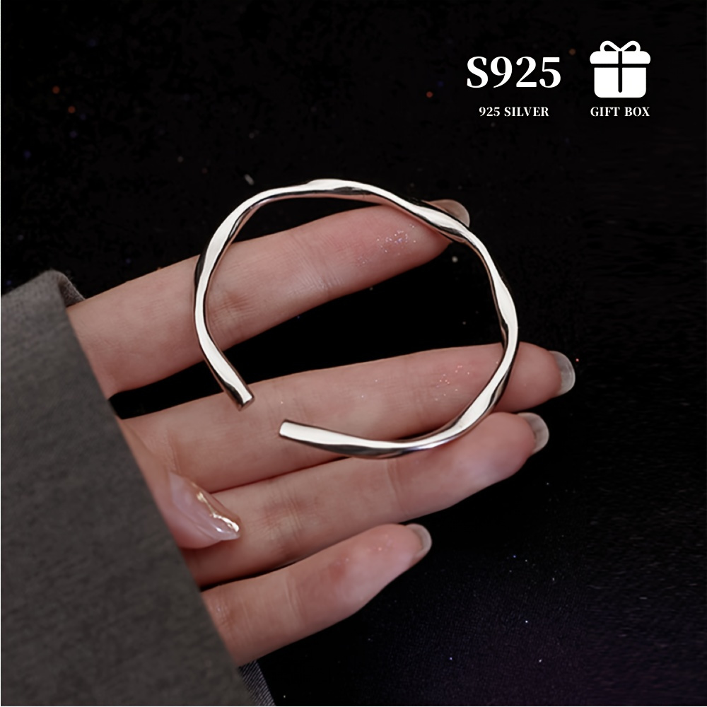 TEMU 925 Sterling Silver Twist Mobius Open Cuff Bangle Bracelet Elegant 18k Gold Plated Hand Bangle With Gift Box