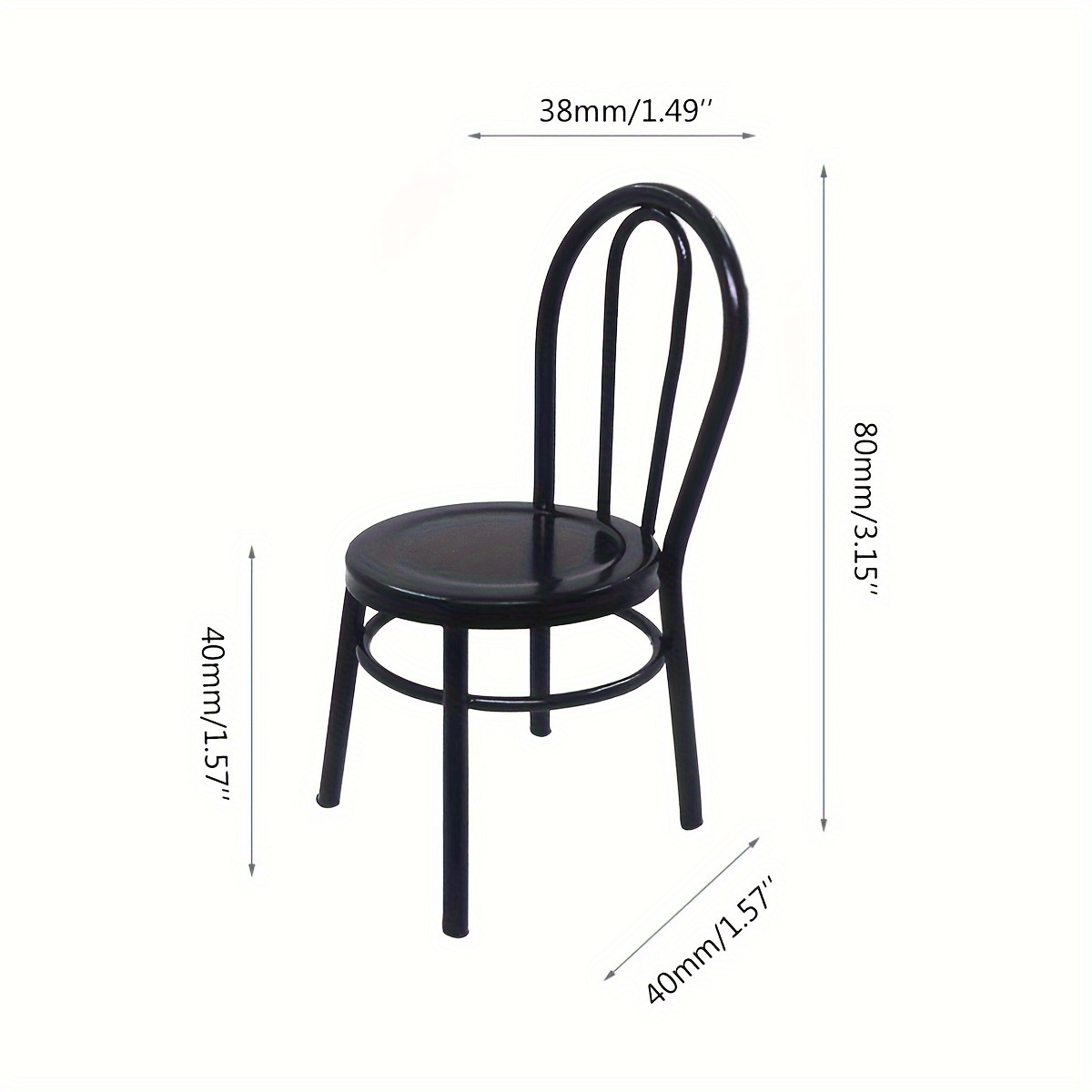 Image of 1pc-miniature Chair Model For Dollhouse, Miniature Metal Chairs, Dollhouse Kitchen Furniture Decoration