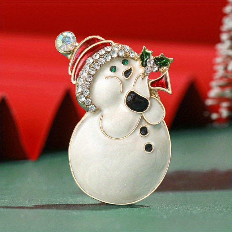 

1pc Alloy Drop Oil Christmas Snowman Brooch, Matching Pin, Accessories Christmas , Clothes Decoration