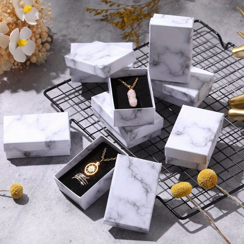 Caja de Joyería con Patrón Mármol Exquisito de 12/24 Piezas, Caja de Regalo para el Día de la Madre y San Valentín