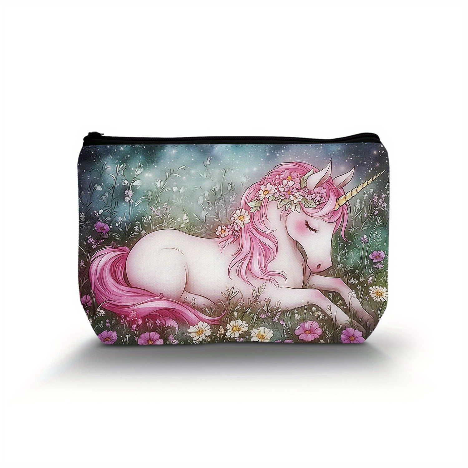 

Unicorn & Cosmetic Bag - , Zippered, Portable Makeup For Women - , 8.66x5.51